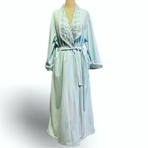 Luxurious Vintage soft powder blue robe wrap style satin details belt‎ included